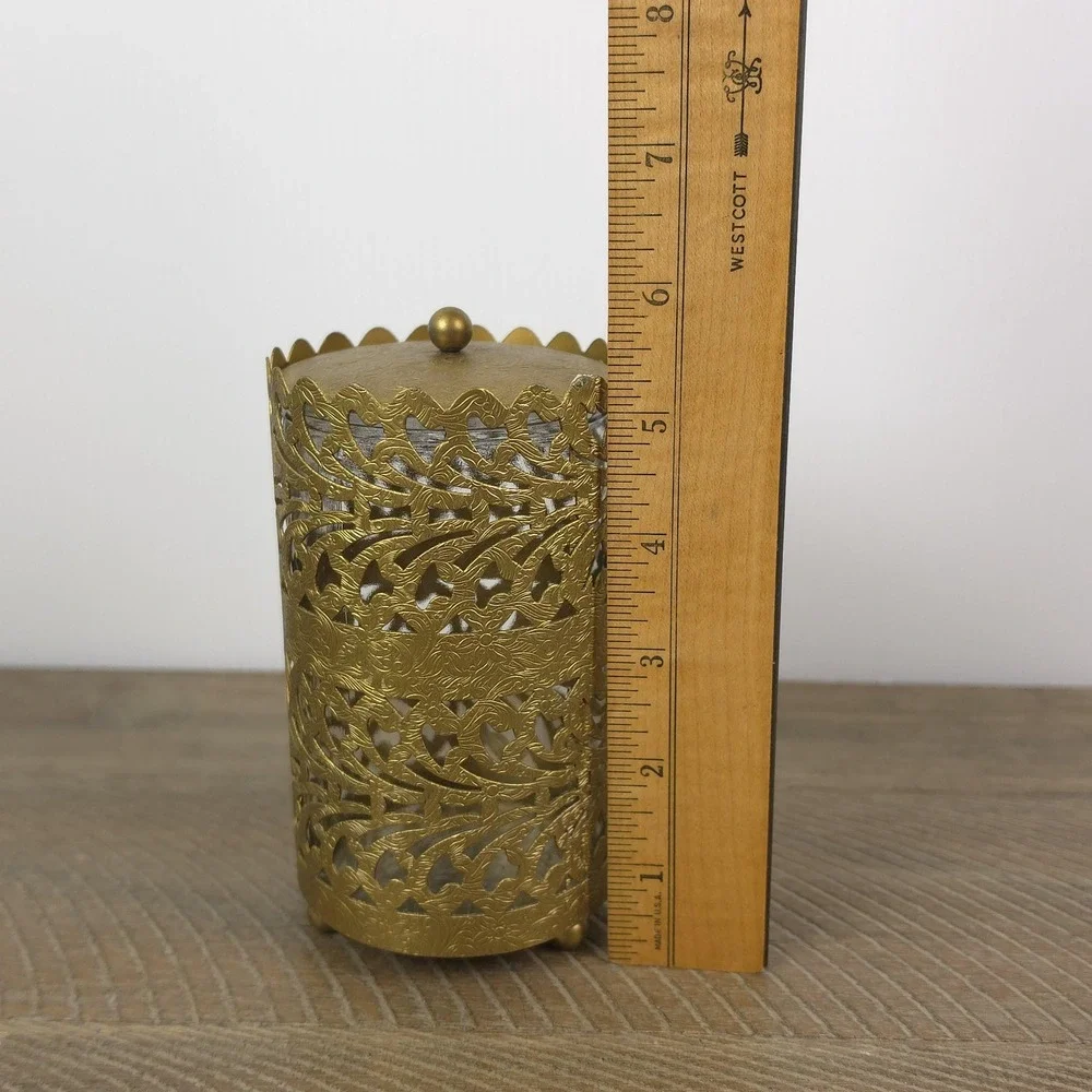 Vintage Filigree Candle Holder, Hollywood Regency Bathroom Organizer